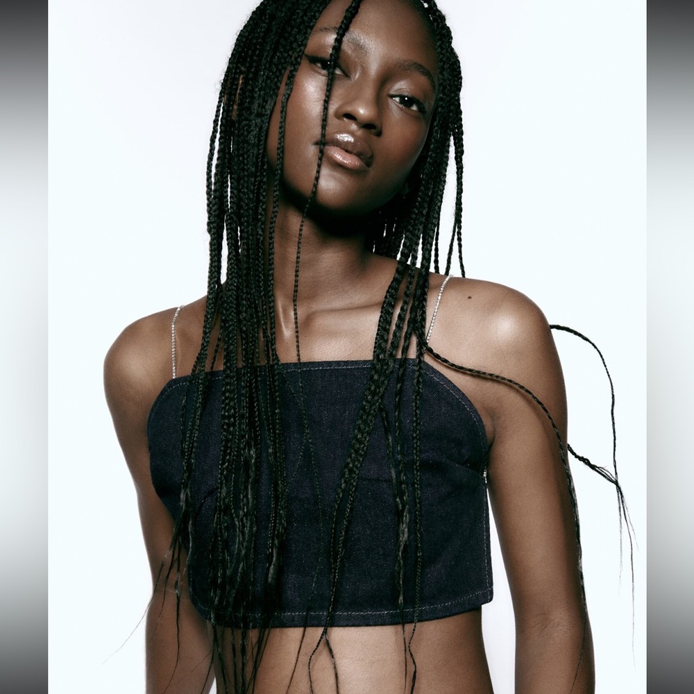 Zara jewel denim top